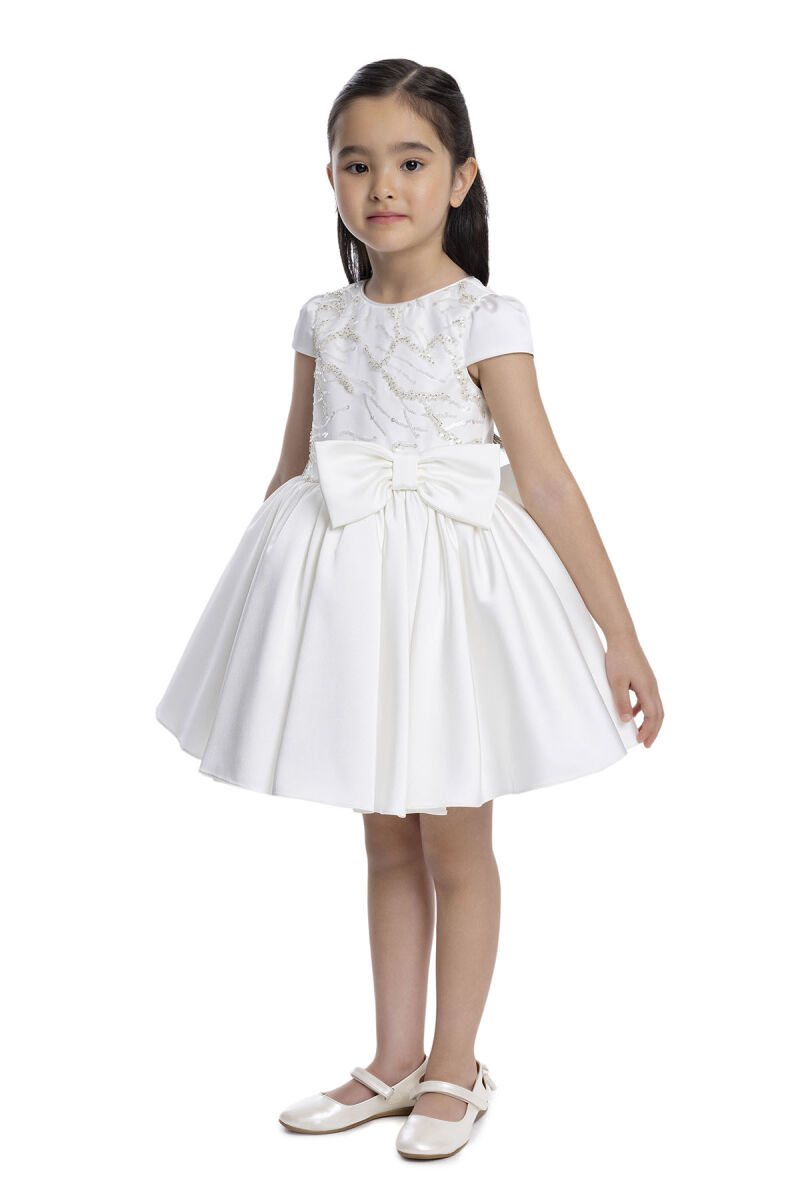 Ecru Short Sleeve Girls Dress 3-7 AGE - 2