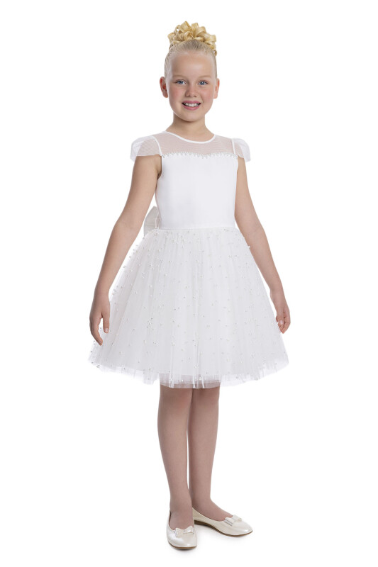 Ecru Heart Neckline Girl's Dress 8-12 AGE - 2