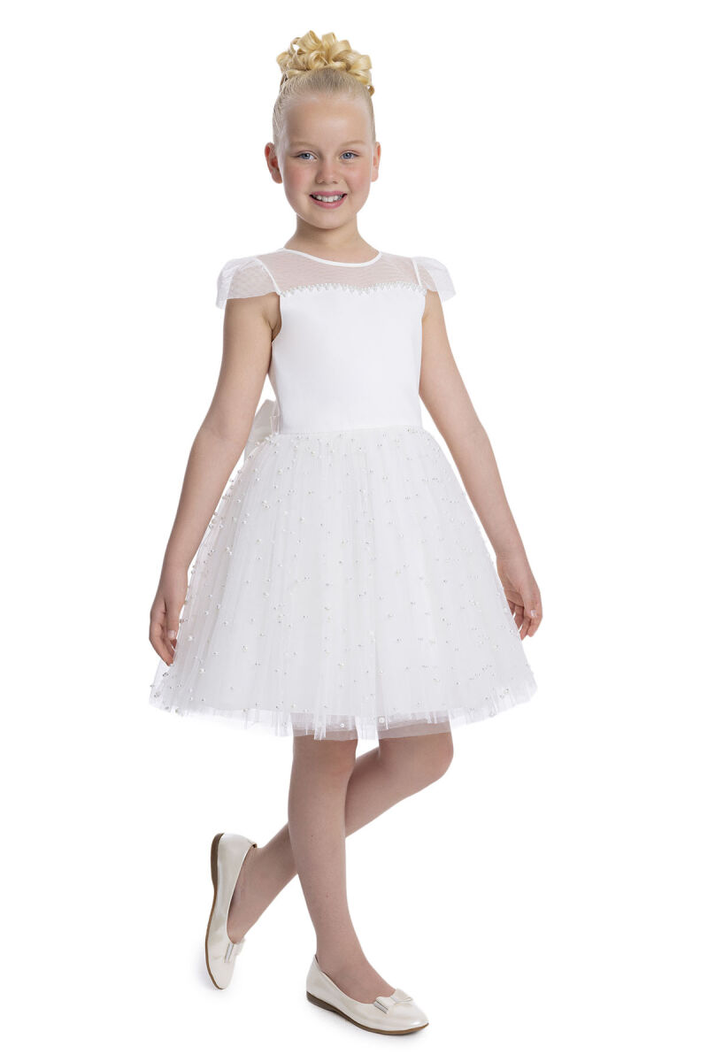 Ecru Heart Neckline Girl's Dress 8-12 AGE - 3