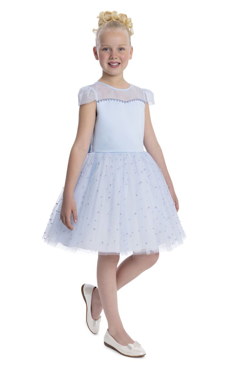 Blue Heart Neckline Girl's Dress 8-12 AGE - 3