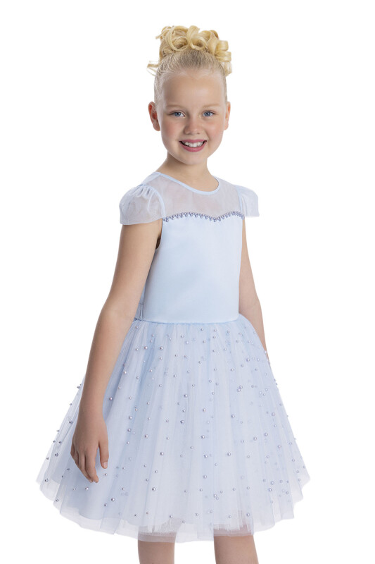 Blue Heart Neckline Girl's Dress 8-12 AGE - 4