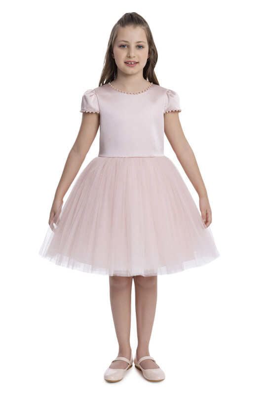 Powder Pearl-Embroidered Girls Dress 8-12 AGE 