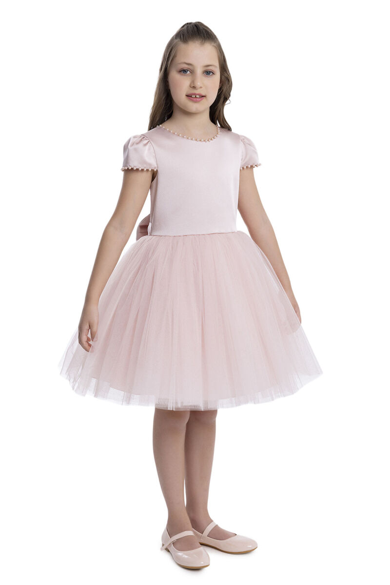 Powder Pearl-Embroidered Girls Dress 8-12 AGE - 2