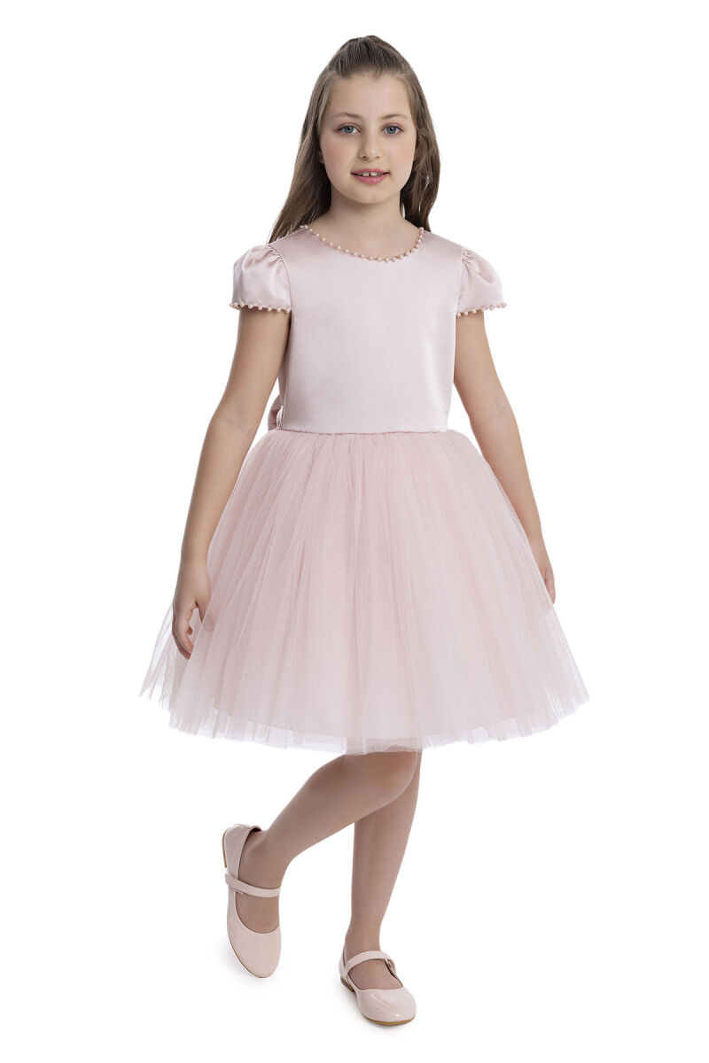 Powder Pearl-Embroidered Girls Dress 8-12 AGE - 3