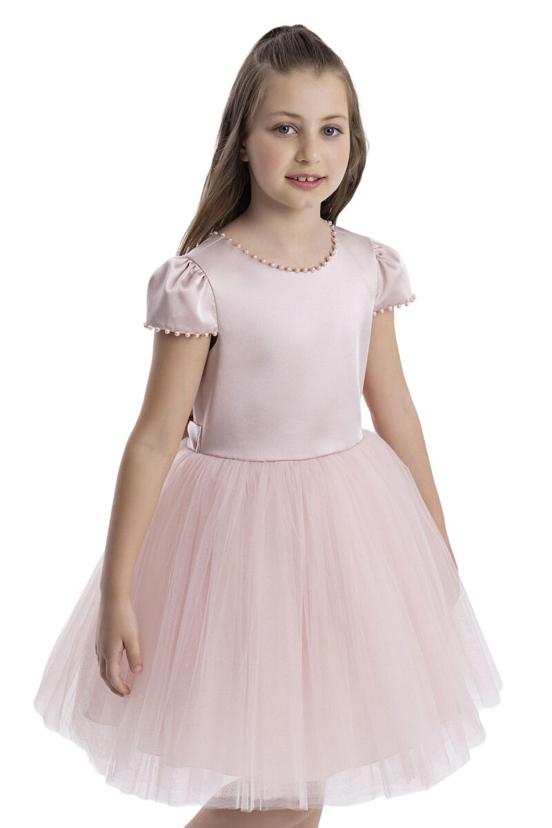 Powder Pearl-Embroidered Girls Dress 8-12 AGE - 4