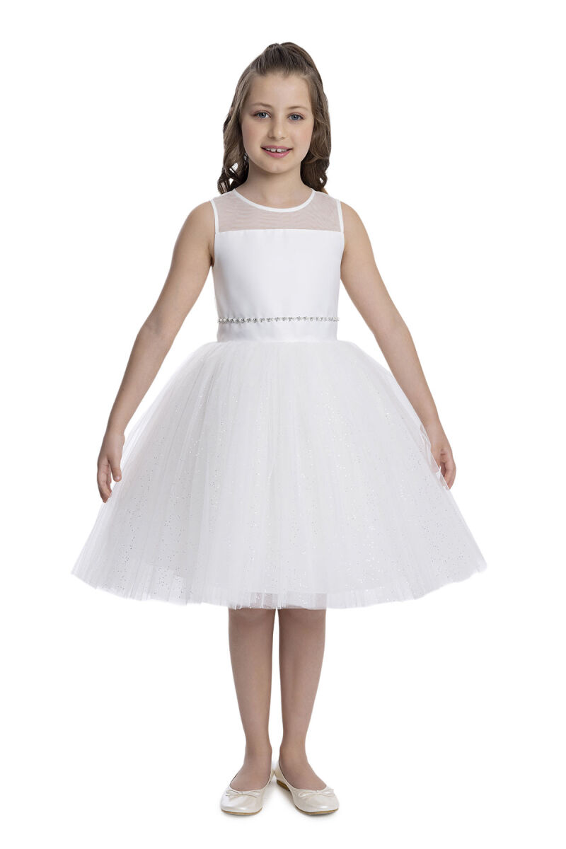 Ecru Sleeveless Cut Girl's Dress 8-12 AGE - 1