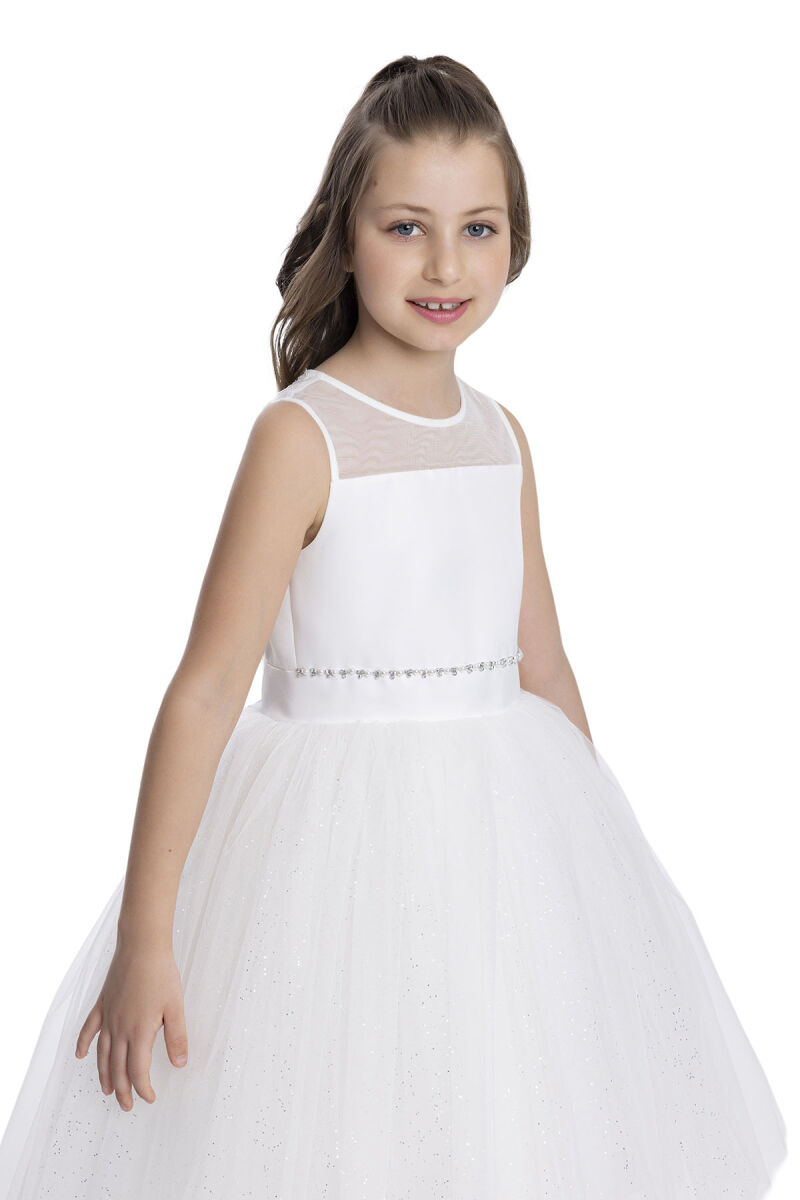 Ecru Sleeveless Cut Girl's Dress 8-12 AGE - 3