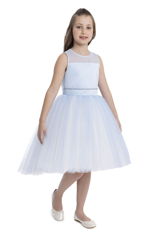 Blue Sleeveless Cut Girl's Dress 8-12 AGE - 2