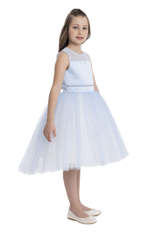 Blue Sleeveless Cut Girl's Dress 8-12 AGE - 3