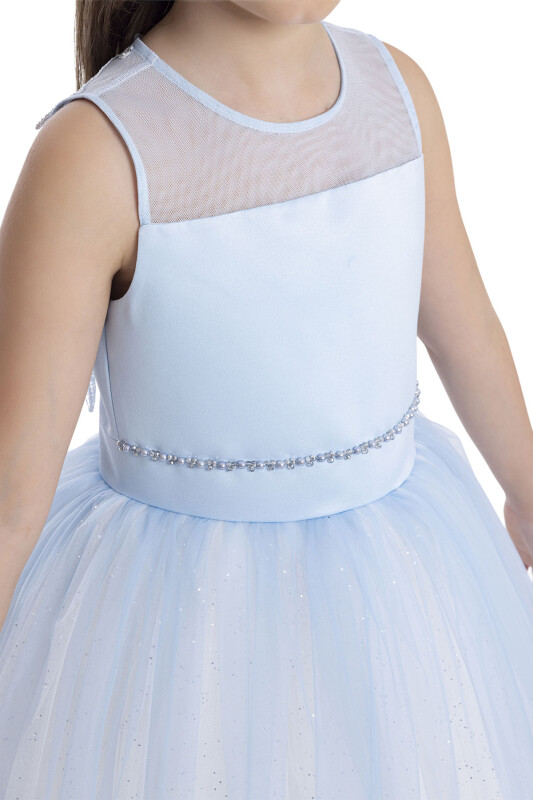 Blue Sleeveless Cut Girl's Dress 8-12 AGE - 5