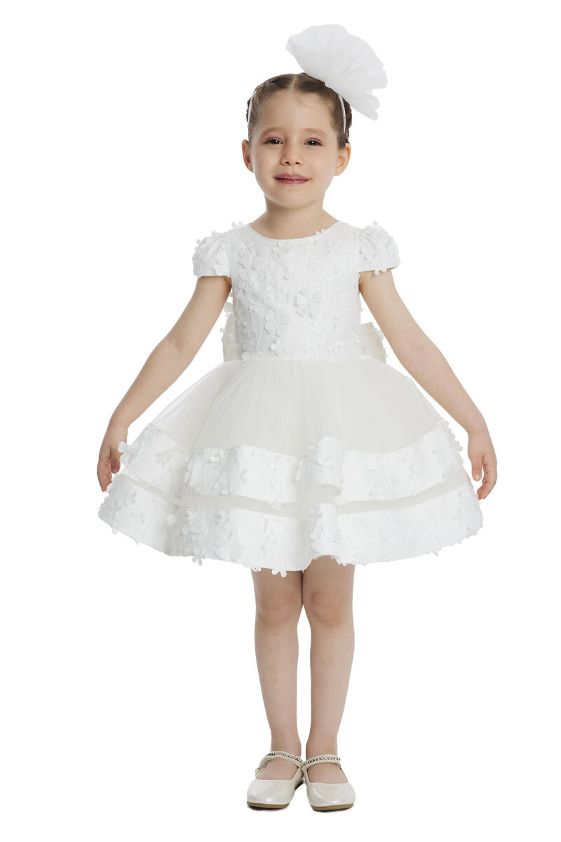 Ecru Layered Skirted Girls Dress 6-24 MONTH - 1