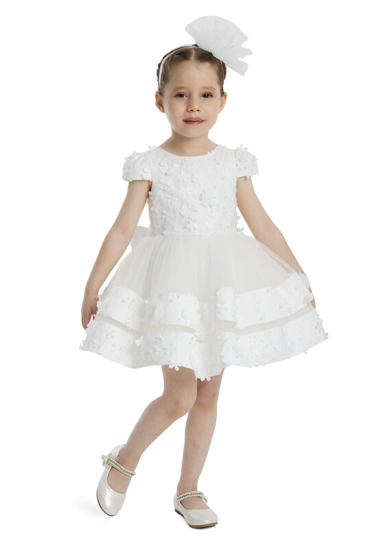 Ecru Layered Skirted Girls Dress 6-24 MONTH - 2