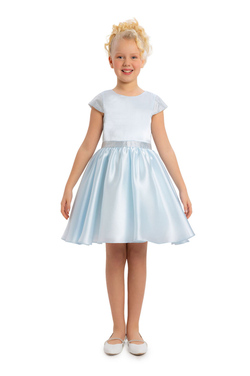 LightBlue Girls Moon Sleeved Organza Dress 8-12 AGE - 1