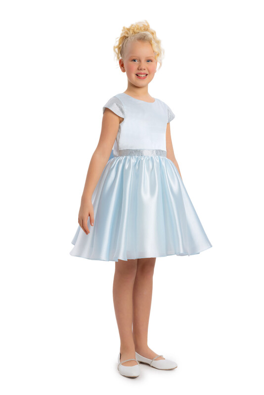 LightBlue Girls Moon Sleeved Organza Dress 8-12 AGE - 2