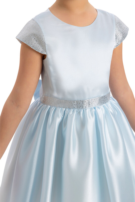 LightBlue Girls Moon Sleeved Organza Dress 8-12 AGE - 3