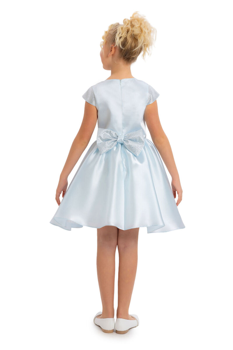 LightBlue Girls Moon Sleeved Organza Dress 8-12 AGE - 5