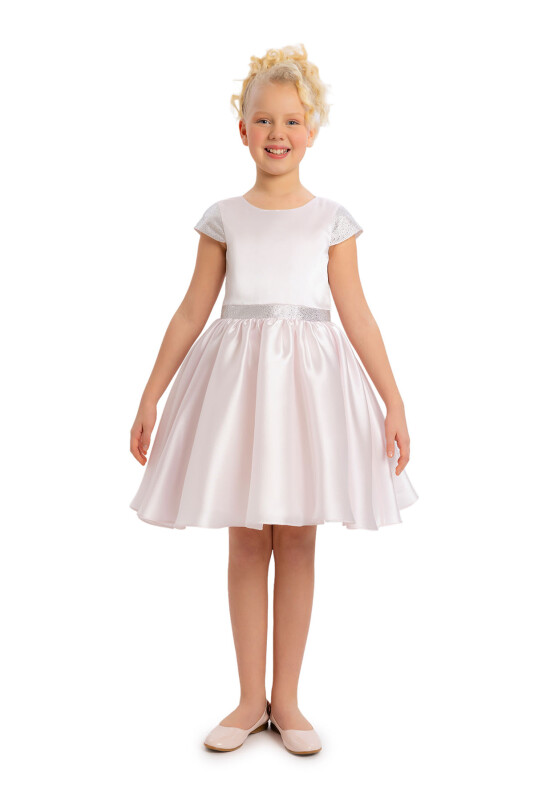 LightPink Girls Moon Sleeved Organza Dress 8-12 AGE - 2