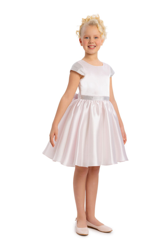 LightPink Girls Moon Sleeved Organza Dress 8-12 AGE - 3