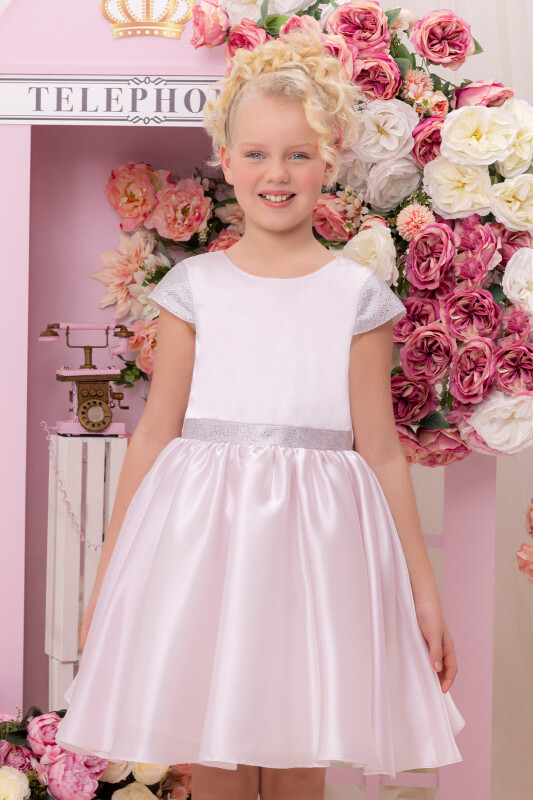 LightPink Girls Moon Sleeved Organza Dress 8-12 AGE - 7