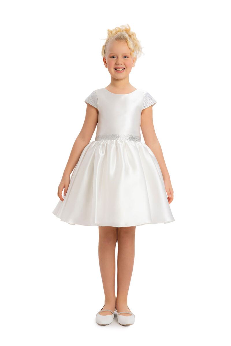 Ecru Girls Moon Sleeved Organza Dress 8-12 AGE - 2