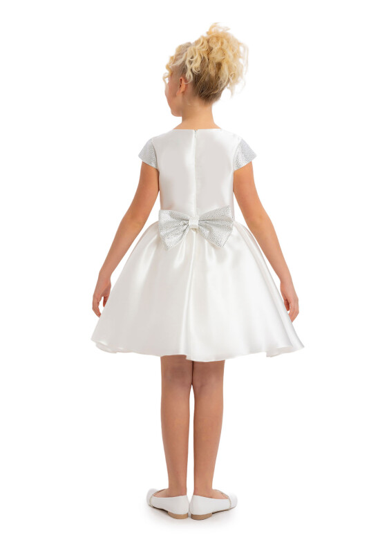 Ecru Girls Moon Sleeved Organza Dress 8-12 AGE - 6