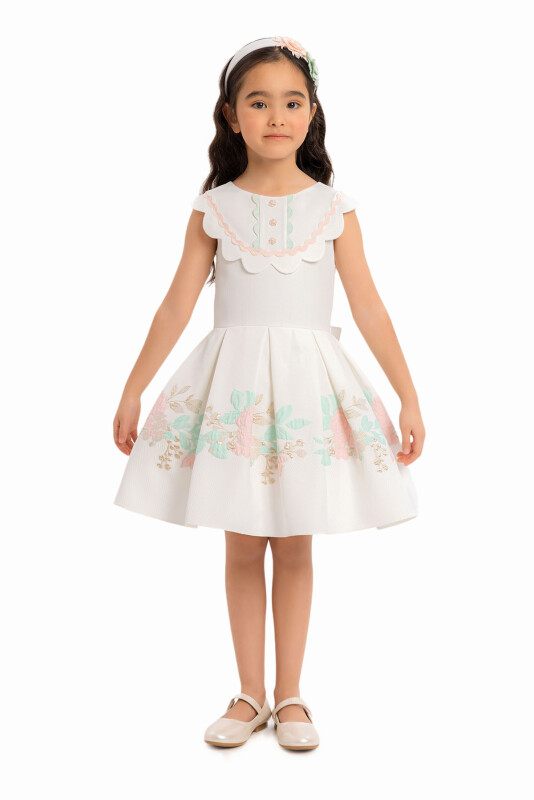 Powder Girls Lapel Neck Dress 3-7 AGE - 2