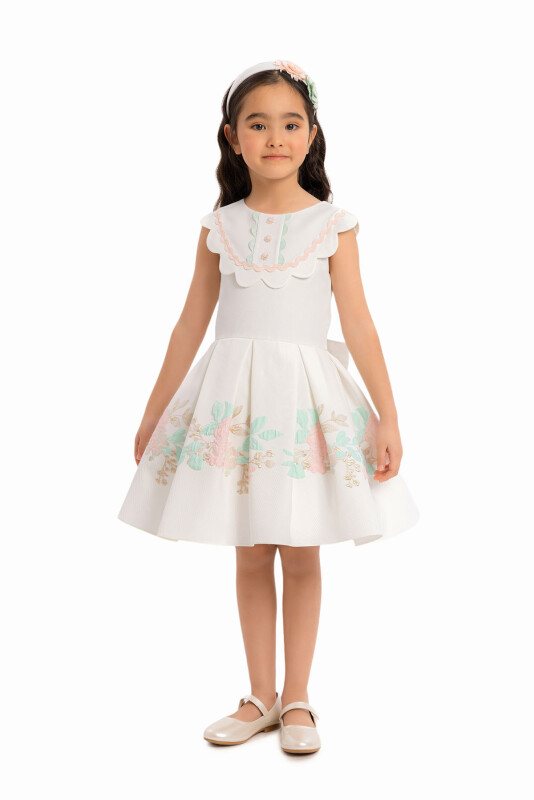 Powder Girls Lapel Neck Dress 3-7 AGE - 3