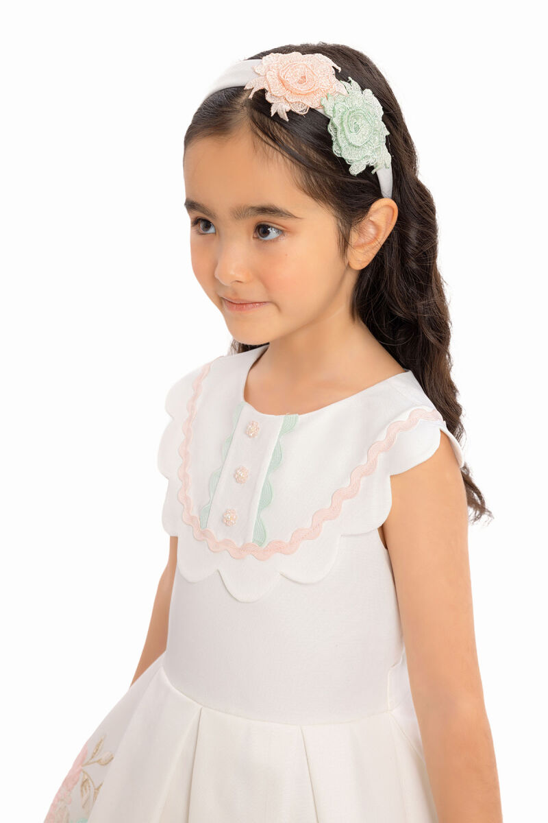 Powder Girls Lapel Neck Dress 3-7 AGE - 4