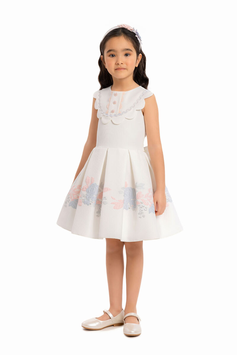 Blue Girls Lapel Neck Dress 3-7 AGE - 2