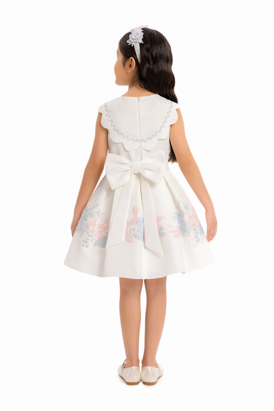 Blue Girls Lapel Neck Dress 3-7 AGE - 6