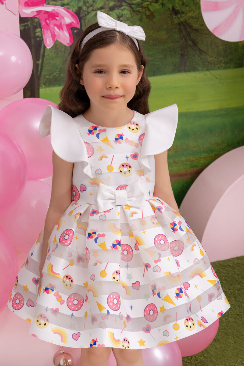 Ecru Girls Dress with Donut 6-24 MONTH - 7