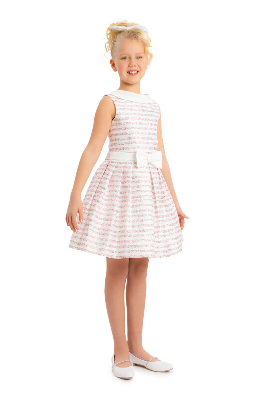 Pink Girls Striped Dress 8-12 AGE - 3