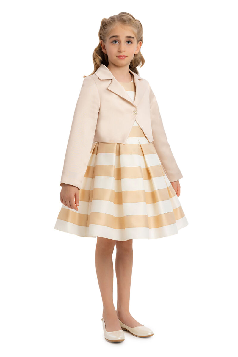 Beige Girls Set with Jacket 8-12 AGE - 3