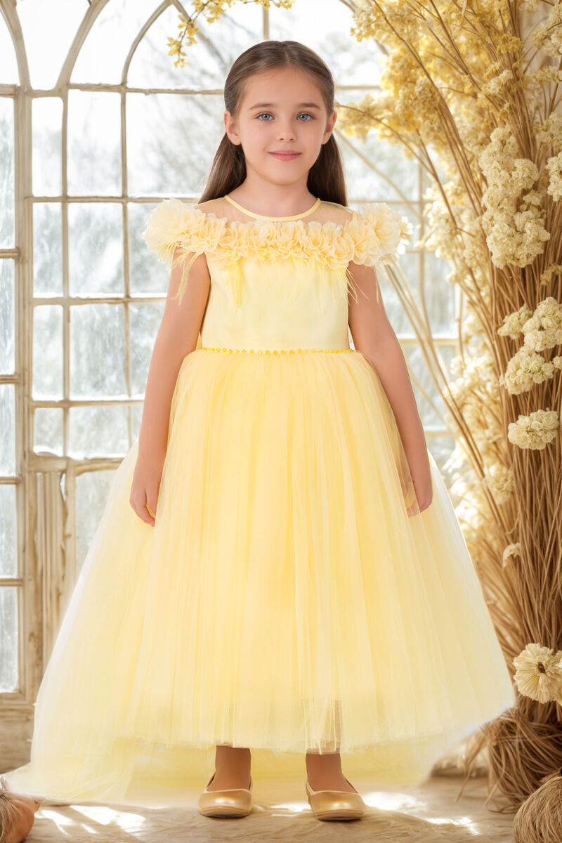 Yellow Girls Princess Dress 3-7 AGE - 1