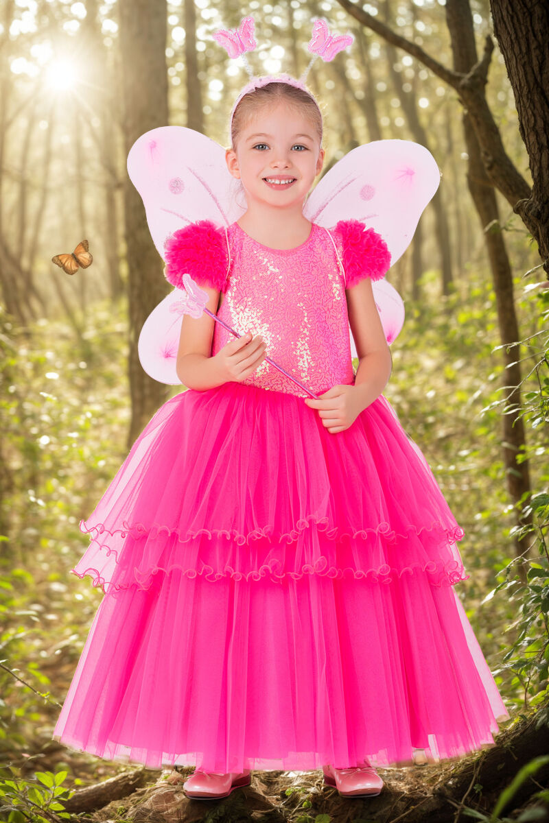 Fuchsia Girls Fairy Costume 3-7 AGE - 1