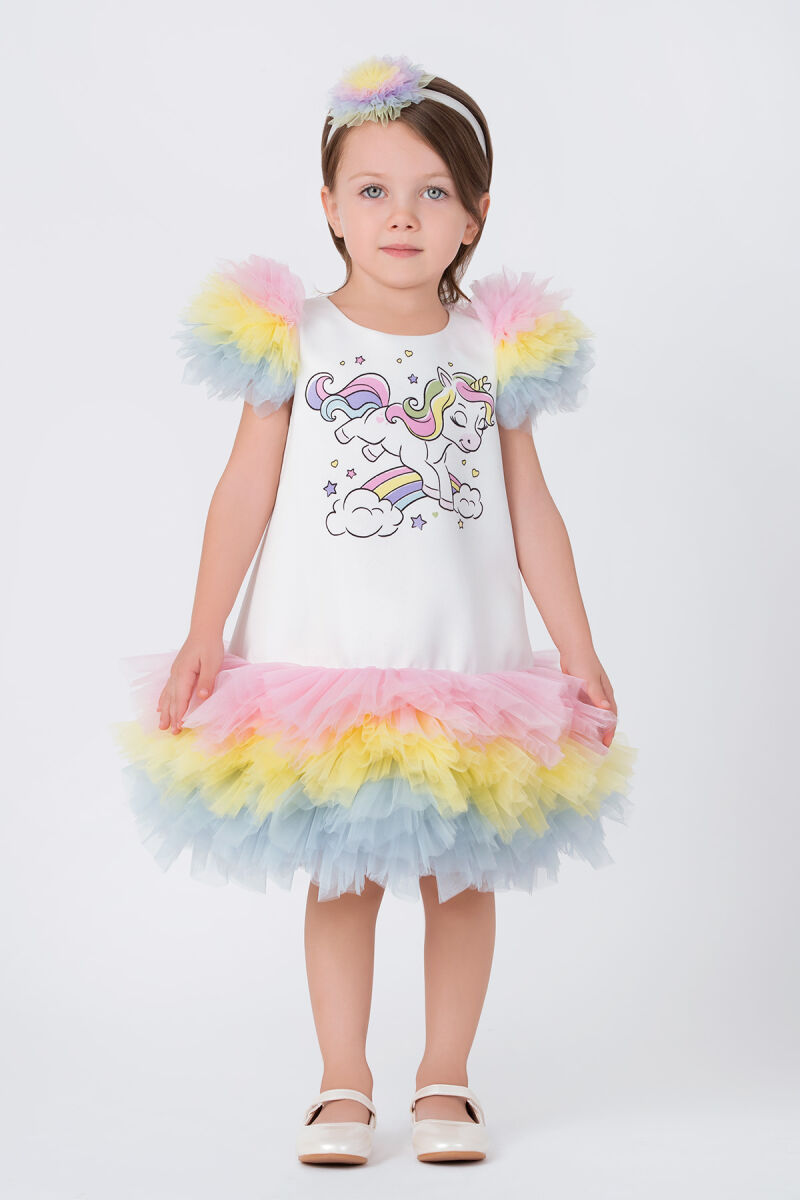 Ecru Girls Unicorn Party Dress 6-24 MONTH - 2