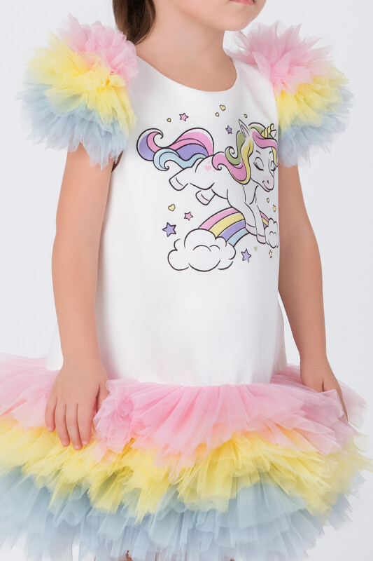 Ecru Girls Unicorn Party Dress 6-24 MONTH - 3