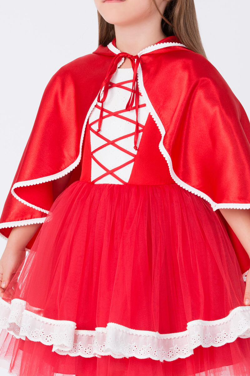 Red Red Hooded Cape Girls Costume 3-7 AGE - 3