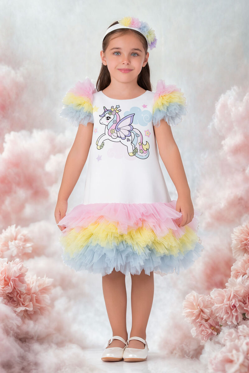 Colourful Girls Unicorn Dress 3-7 AGE - 1