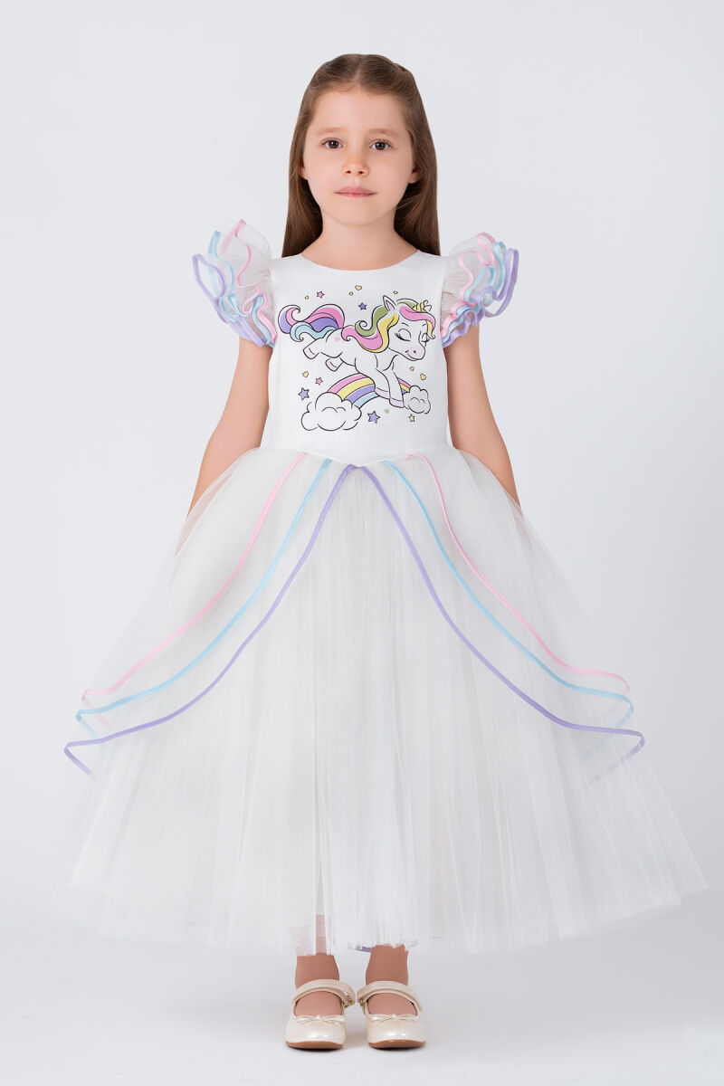 Colourful Unicorn Girls Dress 3-7 AGE - 2