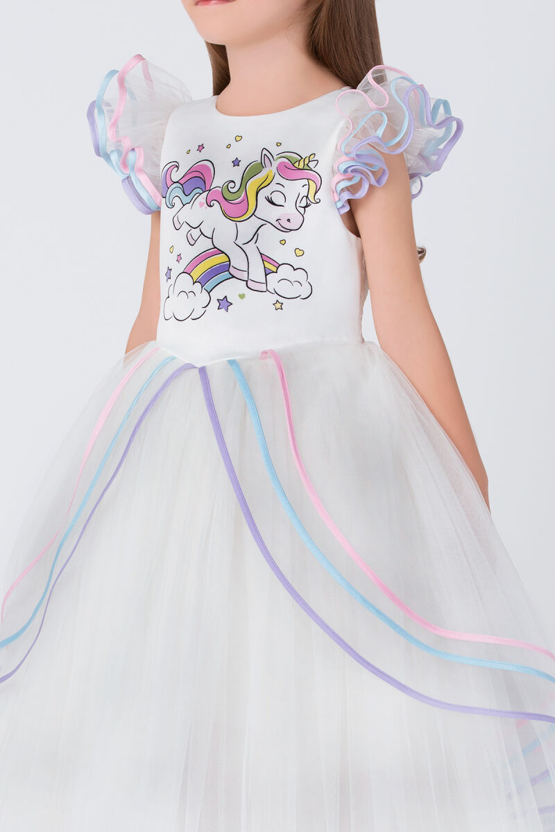 Colourful Unicorn Girls Dress 3-7 AGE - 3