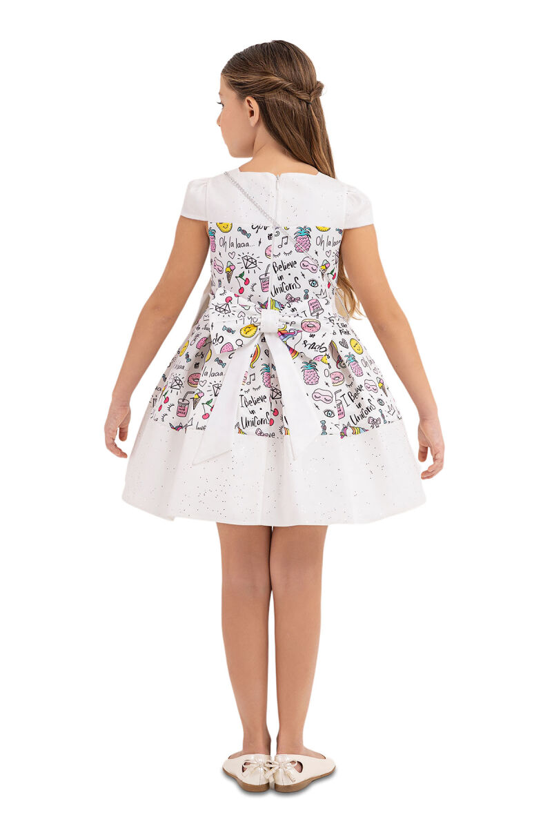 Ecru Unicorn dress for girls 4-8 AGE - 8