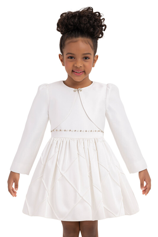 Ecru Long-sleeved bolero for girls 2-6 AGE - 1