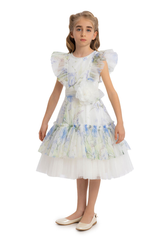 Blue Girls Ruffled Dress 8-12 AGE - 2