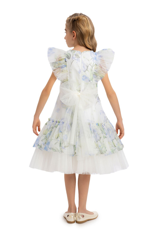 Blue Girls Ruffled Dress 8-12 AGE - 5