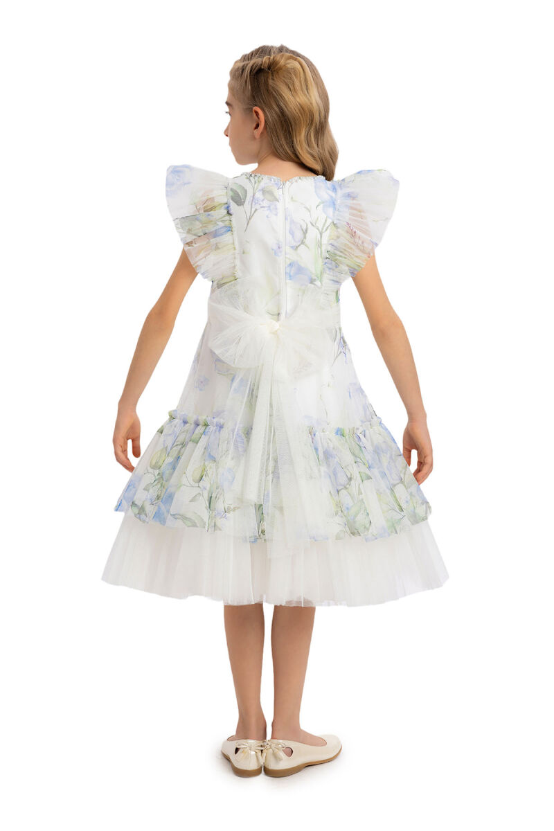 Blue Girls Ruffled Dress 8-12 AGE - 5