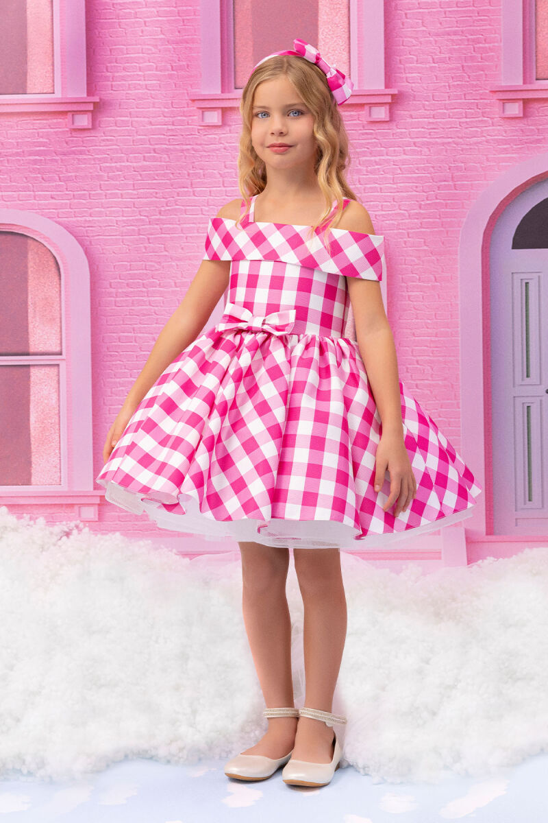 Fuchsia Girls Princess Collar Dress 3-7 AGE - 1