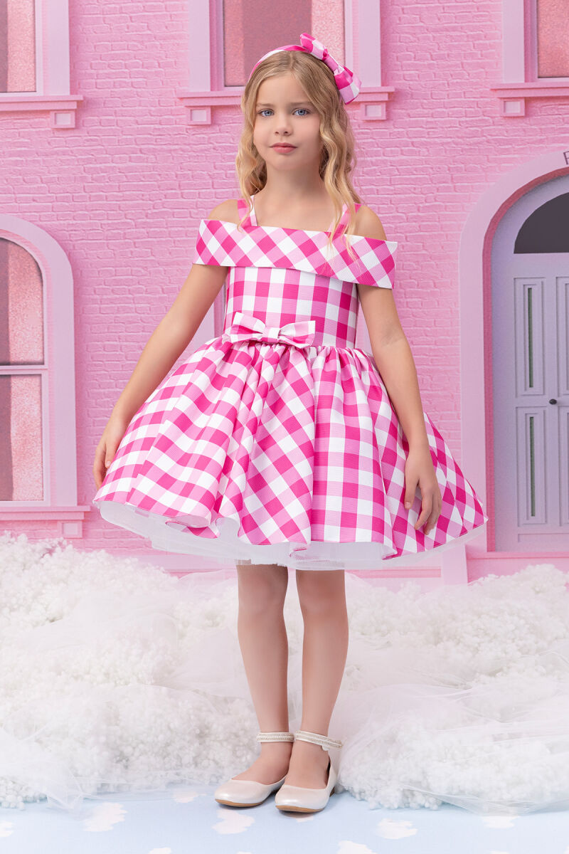 Fuchsia Girls Princess Collar Dress 3-7 AGE - 9