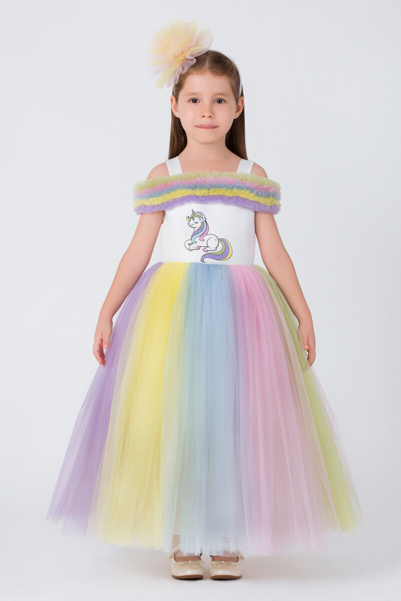 Ecru Girls Unicorn Party Dress 3-7 AGE - 1