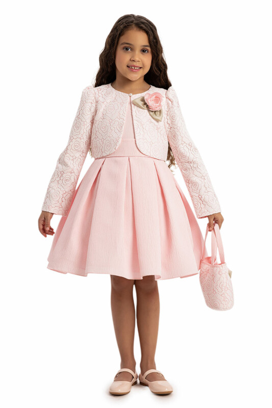 Powder Dress with Lace Bolero and Matching Bag 3-7 AGE 